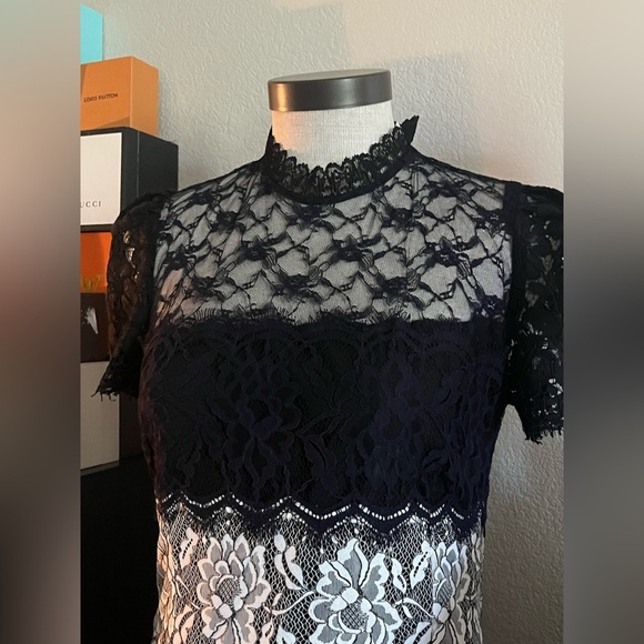 Sandro Black and White Lace Mini Dress size 1 🎩🎩 - Picture 3 of 12